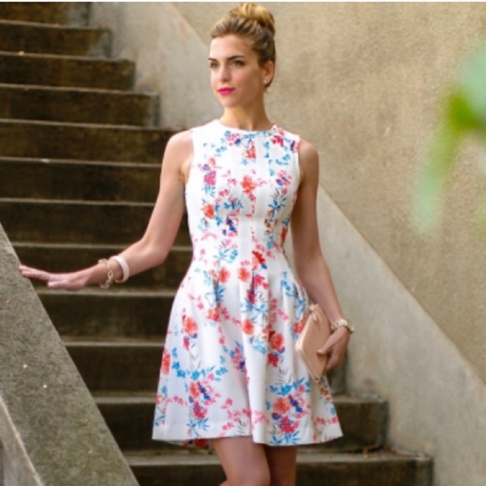 H&M ivory floral sleeveless dress